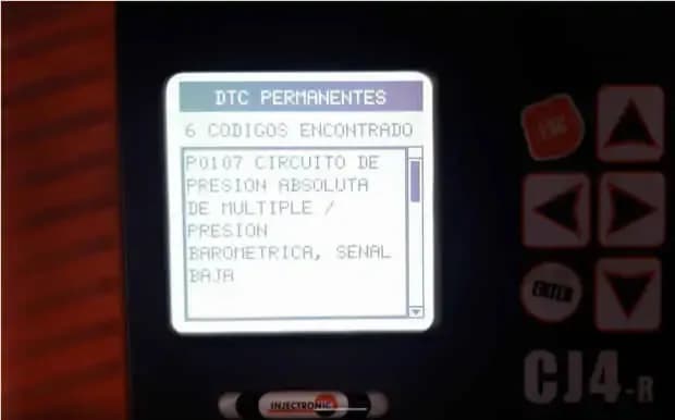 ejemplo de código de falla DTC P0107