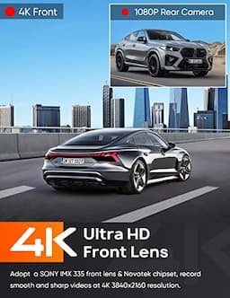 Dash Cam Front and Rear 4K+1080P WiFi Dashcams Dash Camera for Cars, Car Camera Dash Cam Front and Rear with App, 24 Hours Parking Mode, G-Sensor, Loop Recording, Support 256GB Max