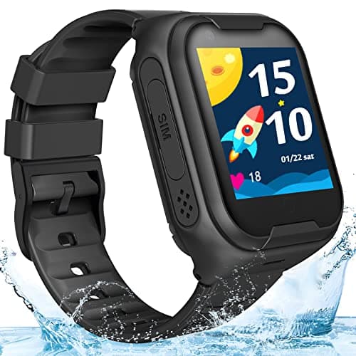 Elderly 4G GPS Smart Watch Real-Time Tracking Two-Way Phone Call GPS Tracker Waterproof Touchscreen Watch with Camera SOS Emergency Alarm Pedometer Tracker Watch Christmas Birthday Gift(Black)