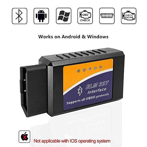 LJPXHHU ELM327 OBD2 Bluetooth Scanner Code Reader Reset for Android Windows, Auto Car Diagnostic Scan Tool Vehicle OBDII Adapter for Check Engine Light with Torque Pro APP