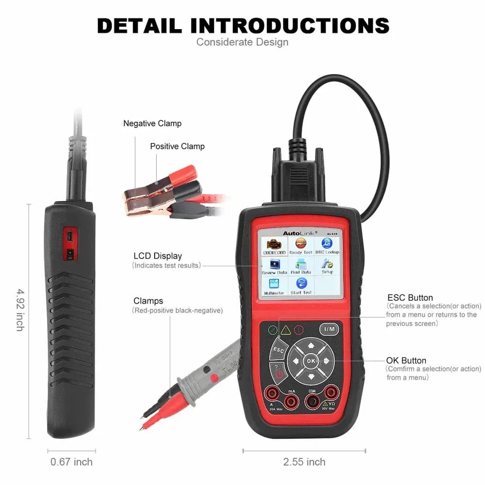 Autel AL539B OBD2 Scanner Car Code Reader Professional Electrical Test Tool (Upgraded Version of AL519)