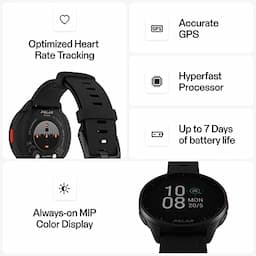 Polar Pacer - GPS Running Watch - High-Speed Processor - Ultra-Light - Bright Display - Grip Buttons - Personalised Training Program & Recovery Tools - Heart Rate Monitor - Music Controls